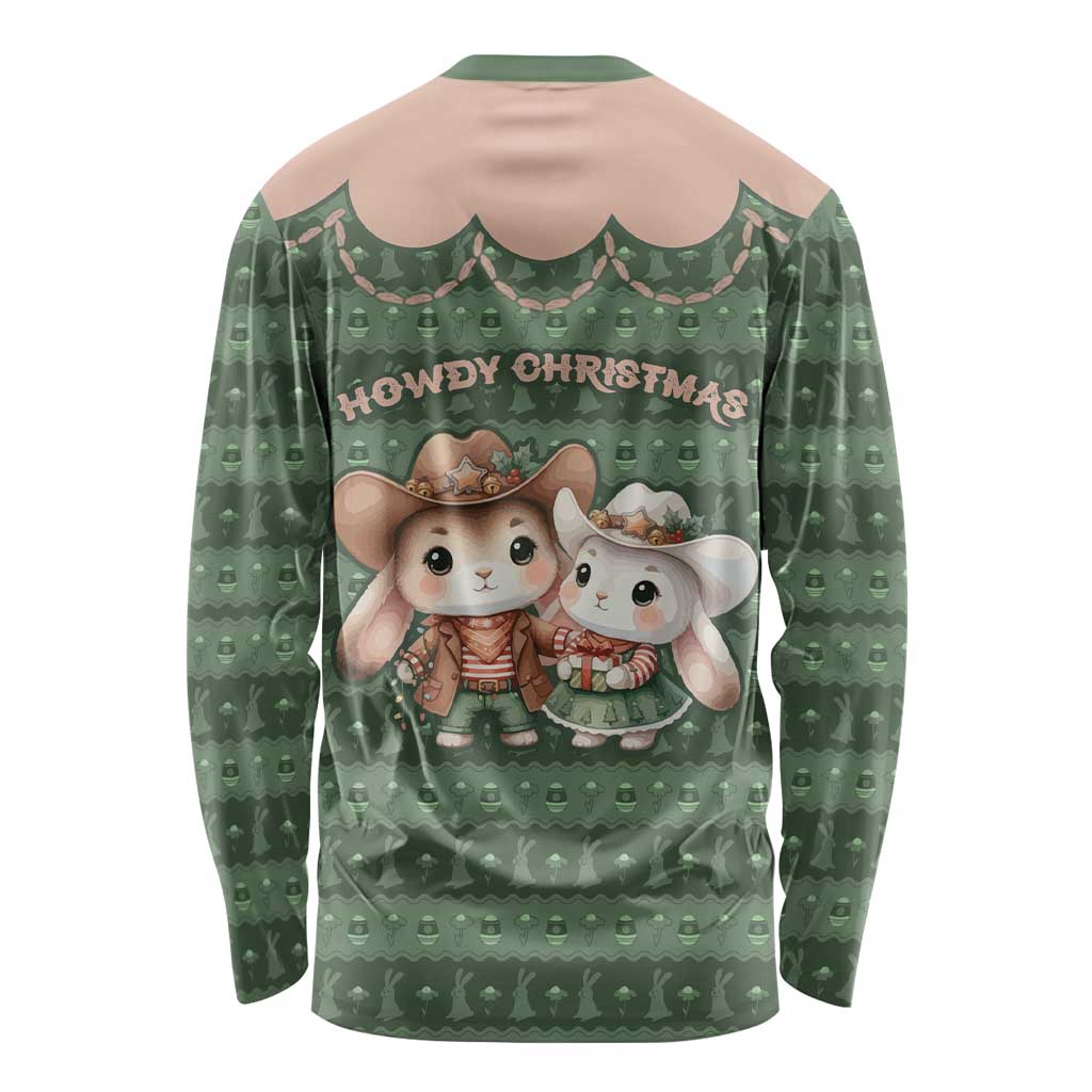 Western Yoke Long Sleeve Shirt Rabbit Howdy Christmas - Wonder Print Shop