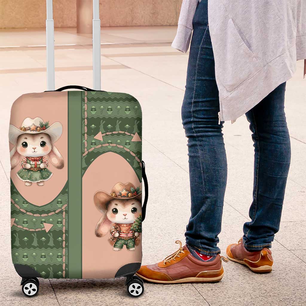 Western Yoke Luggage Cover Rabbit Howdy Christmas - Wonder Print Shop