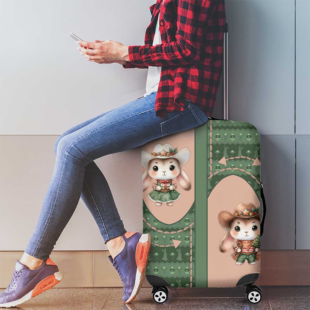 Western Yoke Luggage Cover Rabbit Howdy Christmas - Wonder Print Shop
