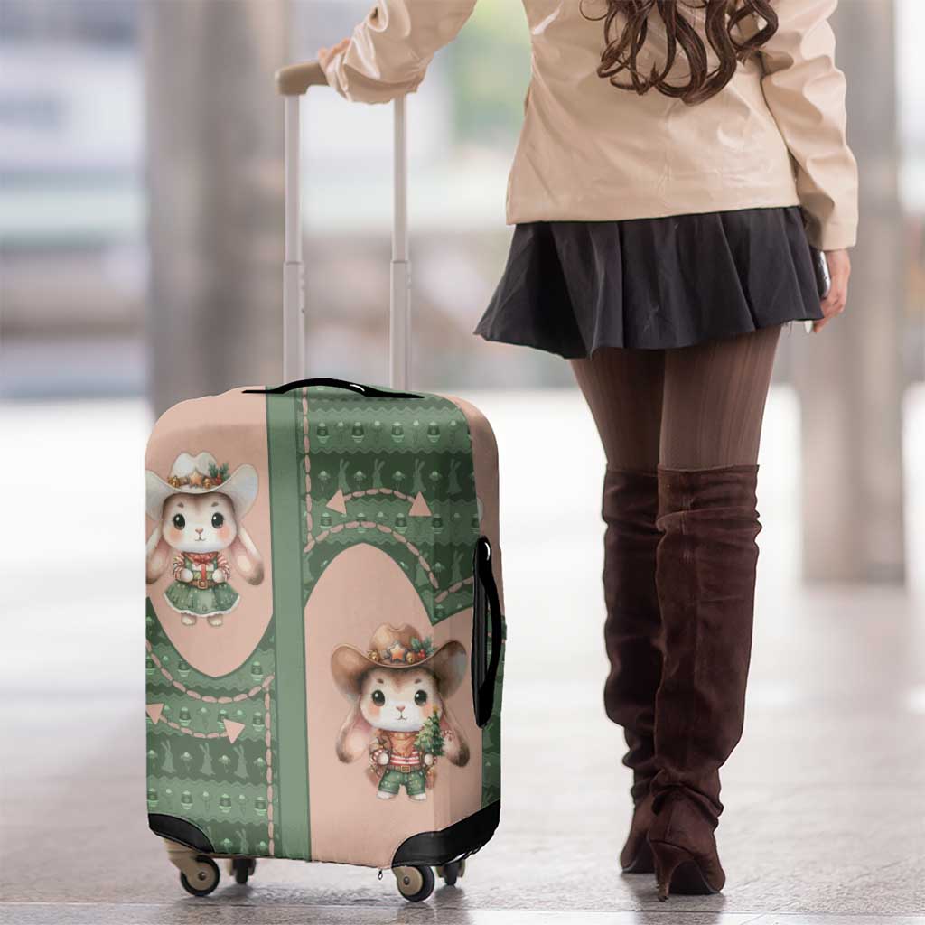 Western Yoke Luggage Cover Rabbit Howdy Christmas - Wonder Print Shop