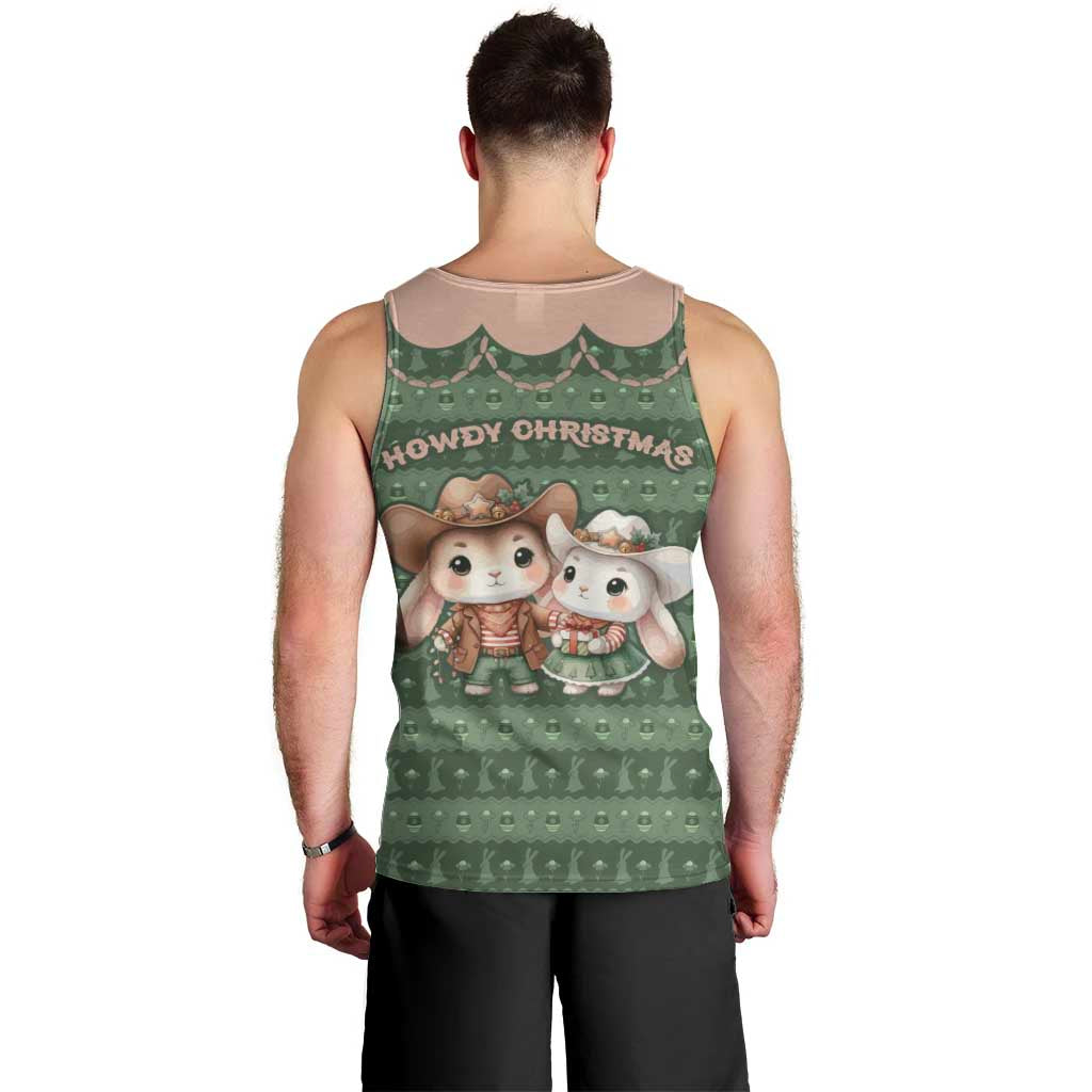 Western Yoke Men Tank Top Rabbit Howdy Christmas - Wonder Print Shop
