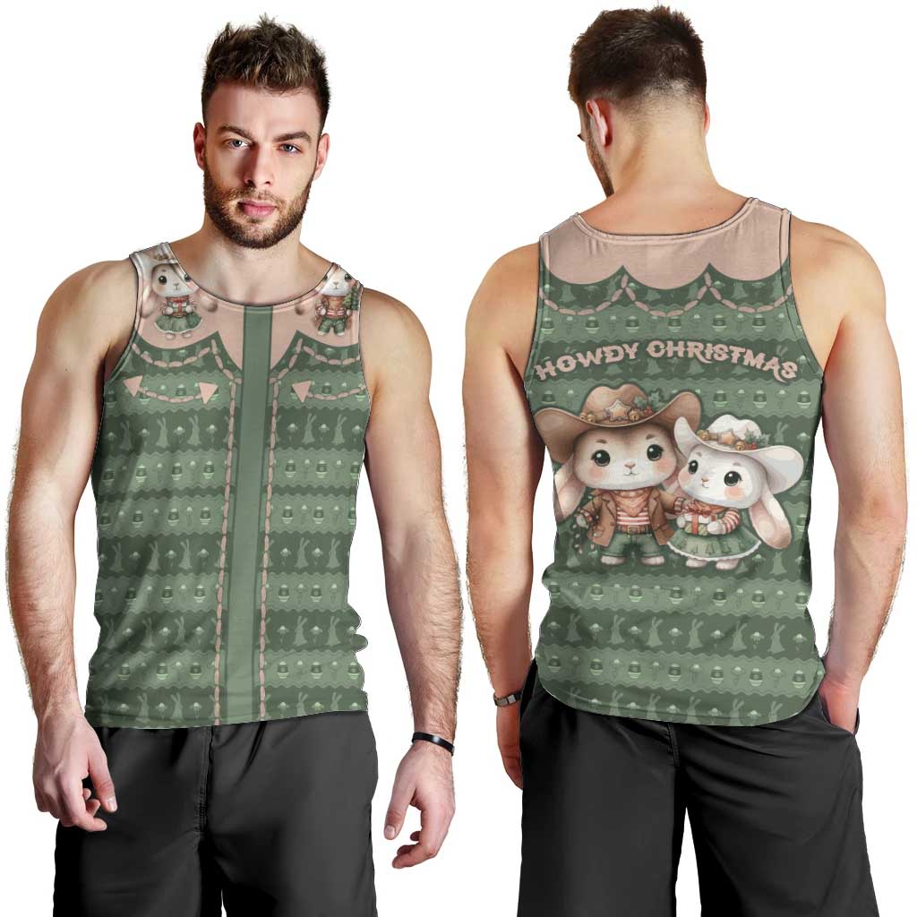 Western Yoke Men Tank Top Rabbit Howdy Christmas - Wonder Print Shop