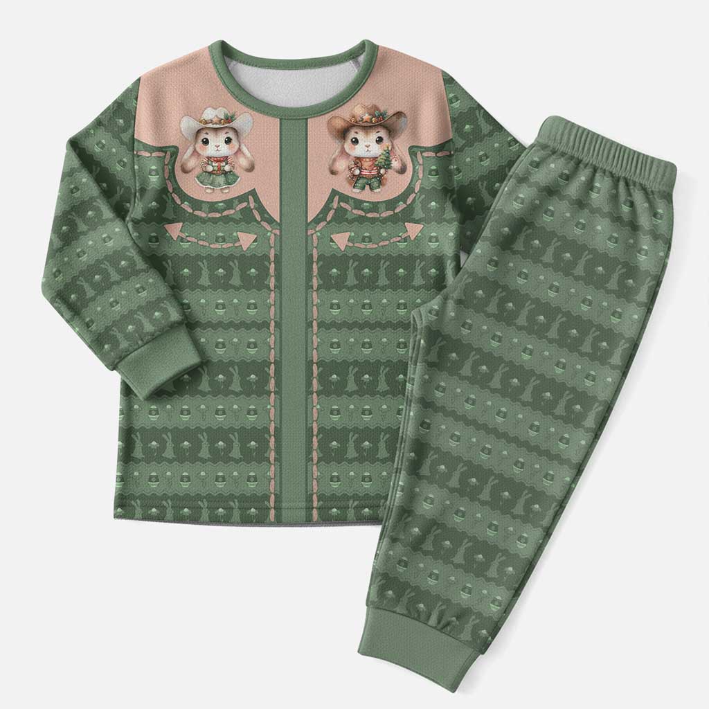 Western Yoke Christmas Pajama Set Rabbit Howdy Christmas - Wonder Print Shop