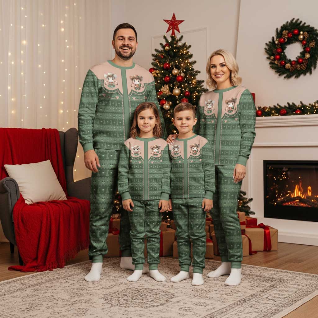 Western Yoke Christmas Pajama Set Rabbit Howdy Christmas - Wonder Print Shop