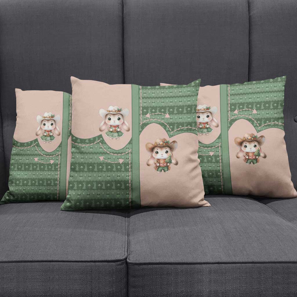 Western Yoke Pillow Cover Rabbit Howdy Christmas - Wonder Print Shop