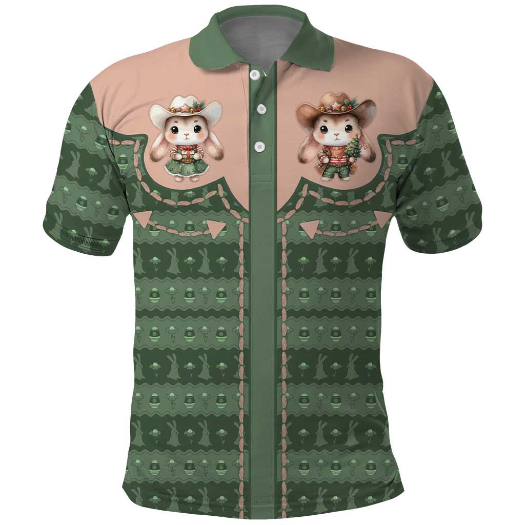 Western Yoke Polo Shirt Rabbit Howdy Christmas - Wonder Print Shop