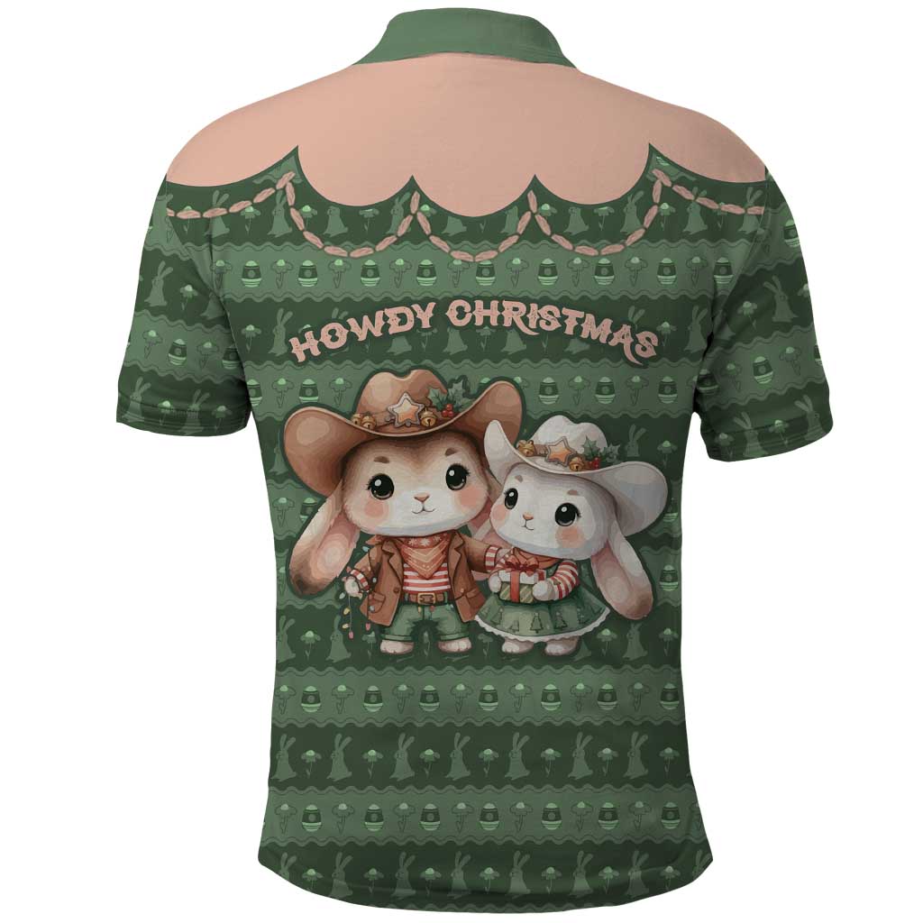 Western Yoke Polo Shirt Rabbit Howdy Christmas - Wonder Print Shop