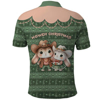 Western Yoke Polo Shirt Rabbit Howdy Christmas - Wonder Print Shop