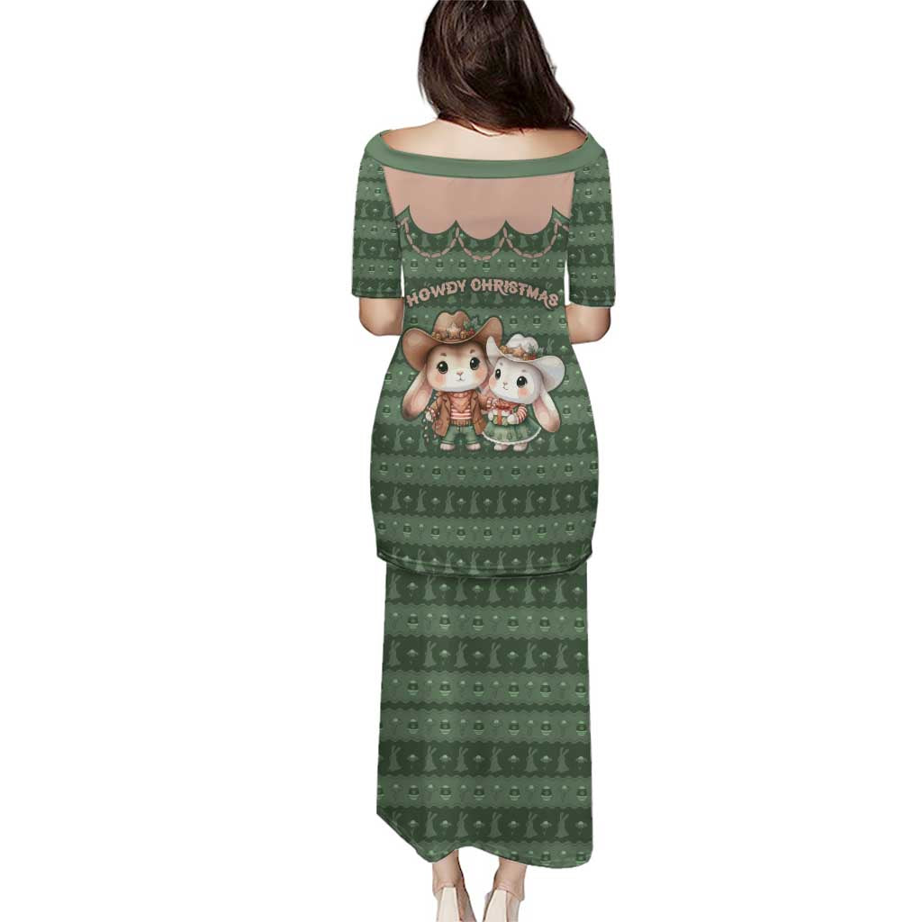 Western Yoke Puletasi Rabbit Howdy Christmas - Wonder Print Shop