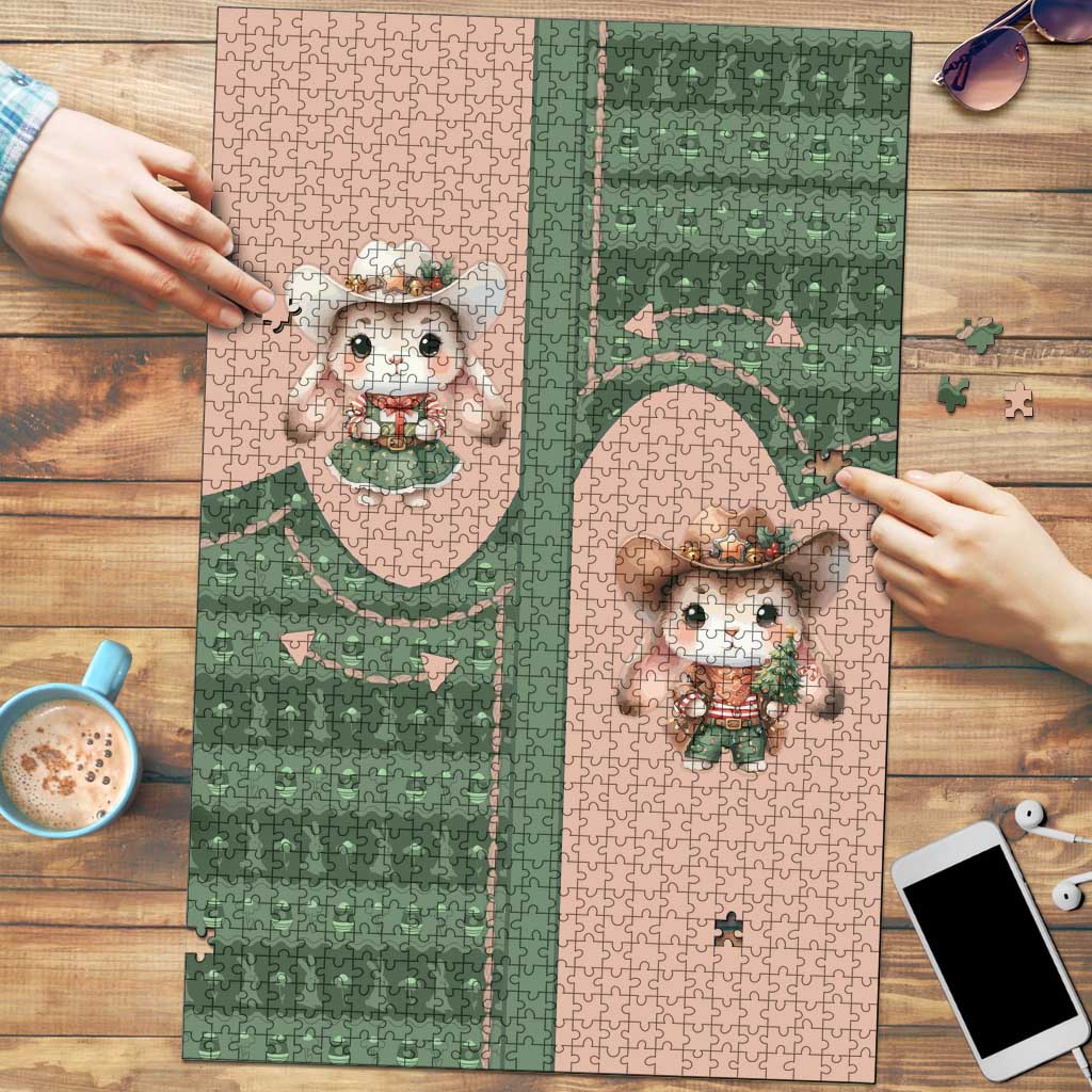 Western Yoke Puzzle Rabbit Howdy Christmas - Wonder Print Shop