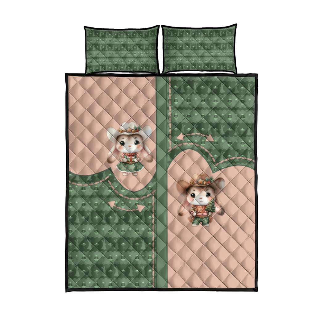 Western Yoke Quilt Bed Set Rabbit Howdy Christmas - Wonder Print Shop