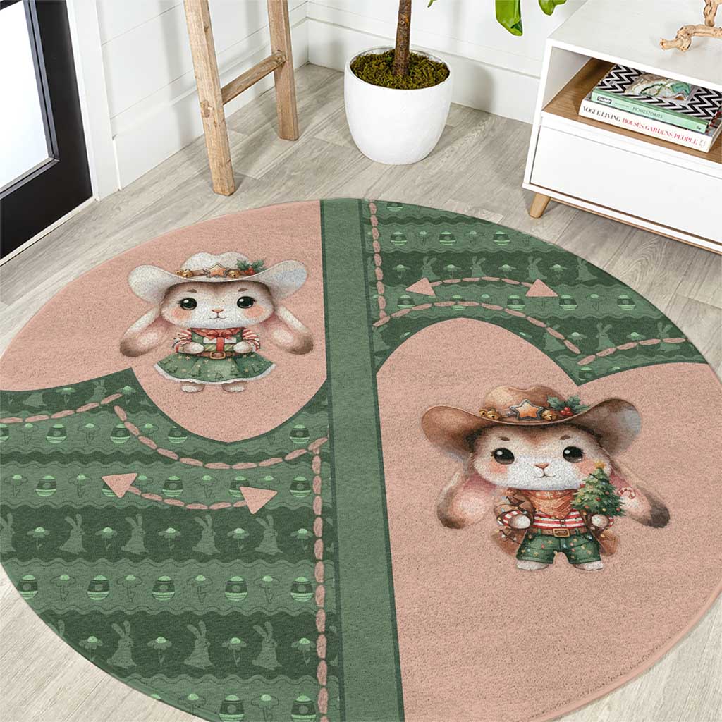 Western Yoke Round Carpet Rabbit Howdy Christmas - Wonder Print Shop