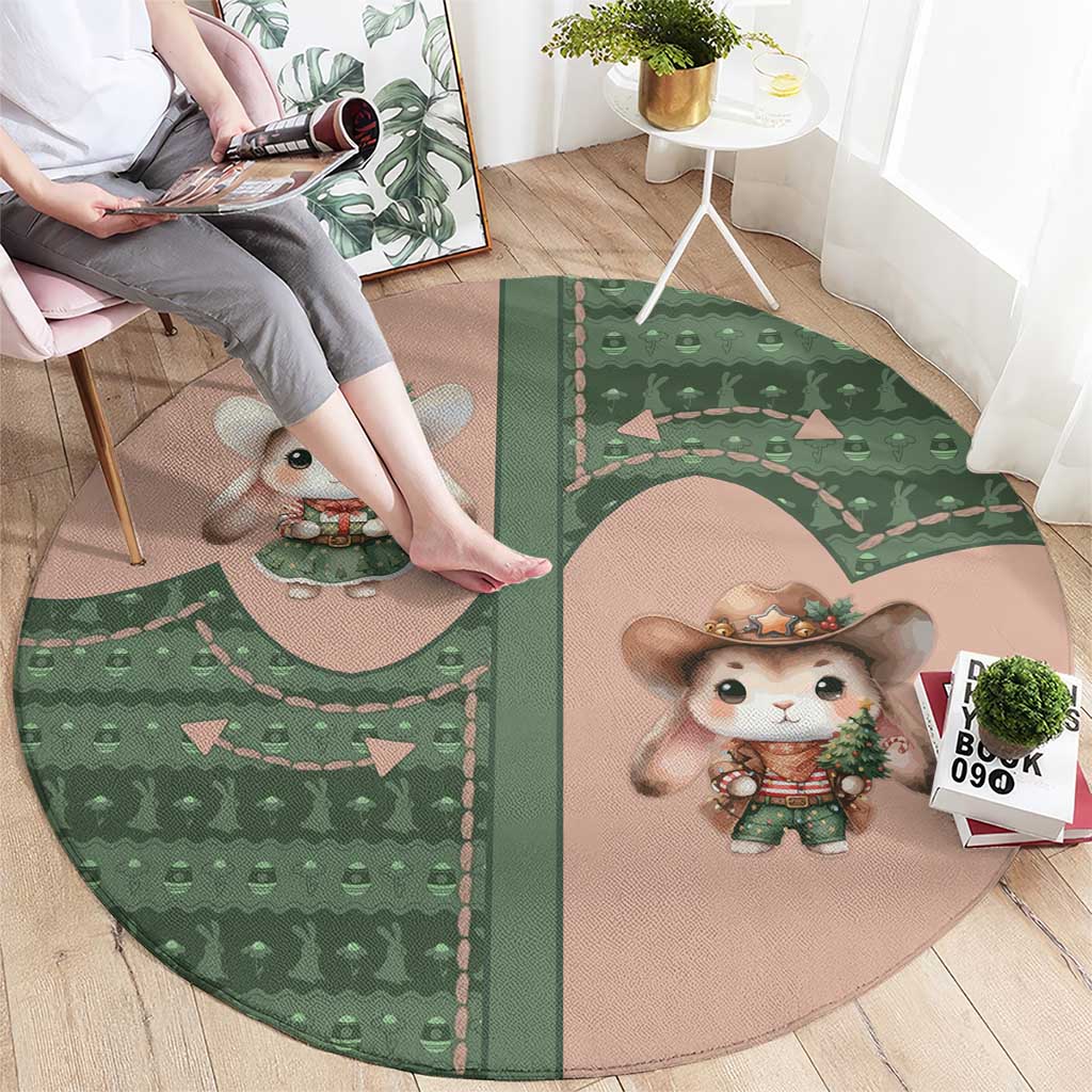 Western Yoke Round Carpet Rabbit Howdy Christmas - Wonder Print Shop