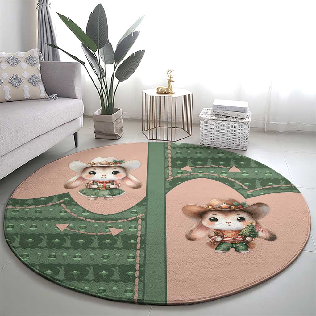Western Yoke Round Carpet Rabbit Howdy Christmas - Wonder Print Shop