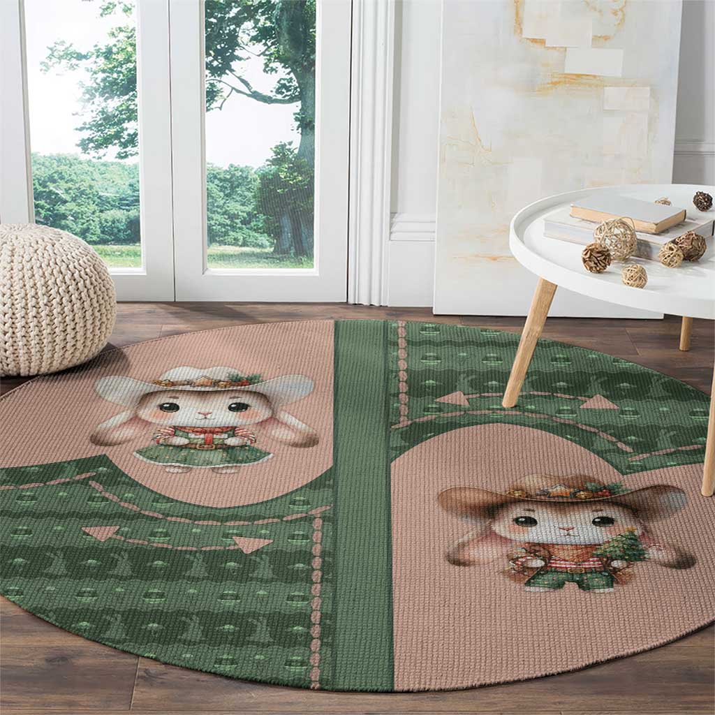 Western Yoke Round Carpet Rabbit Howdy Christmas - Wonder Print Shop