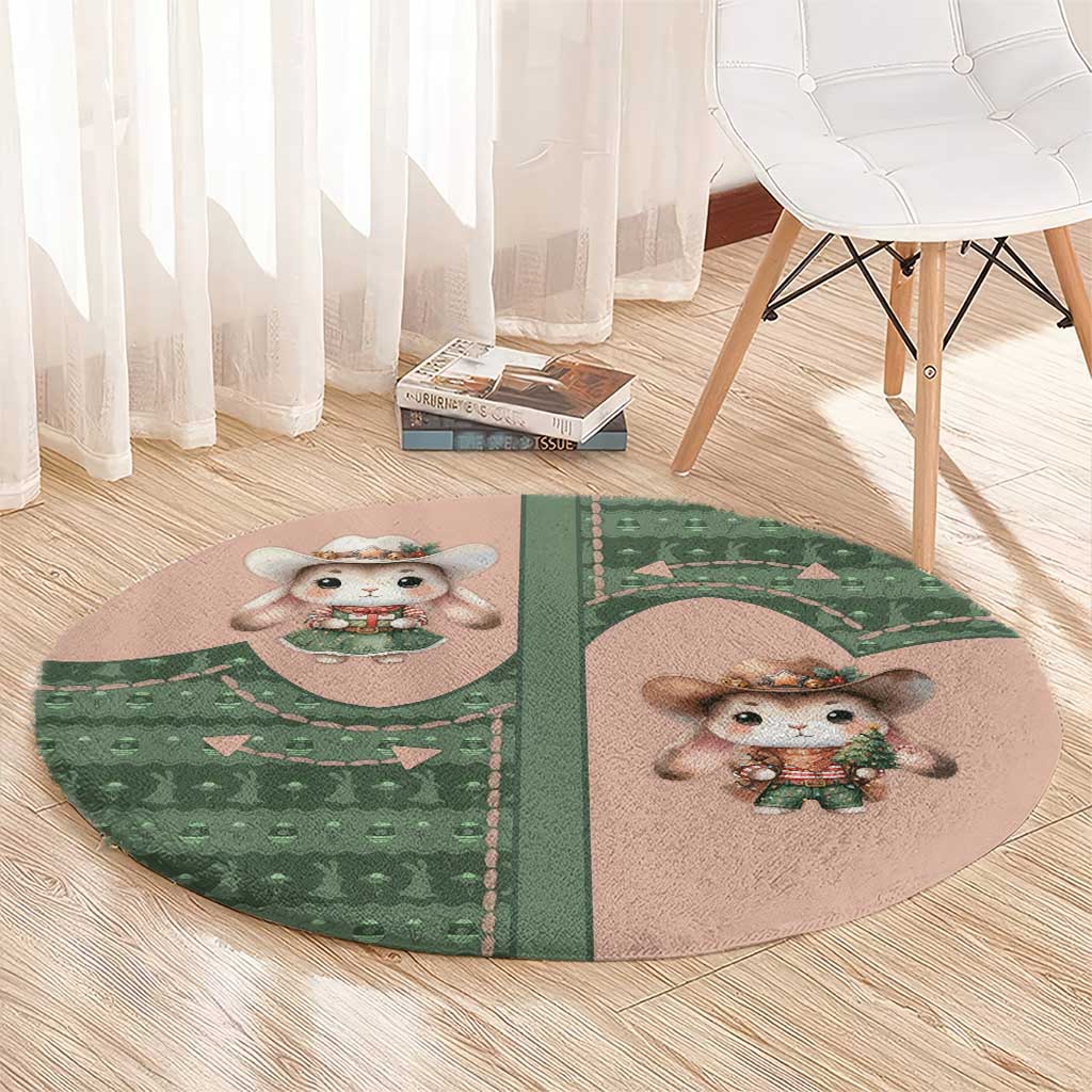 Western Yoke Round Carpet Rabbit Howdy Christmas - Wonder Print Shop