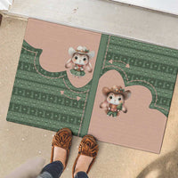 Western Yoke Rubber Doormat Rabbit Howdy Christmas - Wonder Print Shop