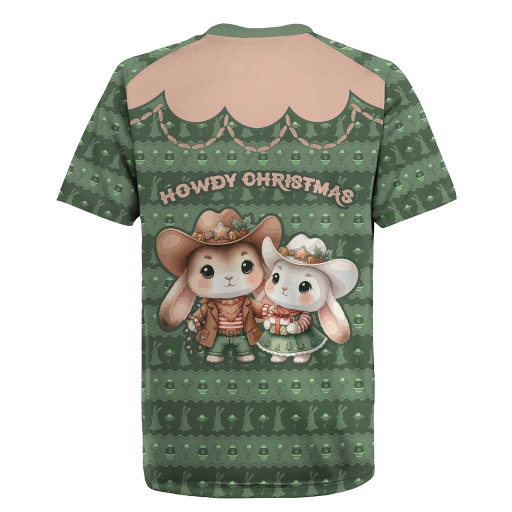 Western Yoke Rugby Jersey Rabbit Howdy Christmas - Wonder Print Shop