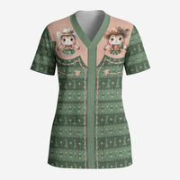 Western Yoke Scrub Top Rabbit Howdy Christmas - Wonder Print Shop
