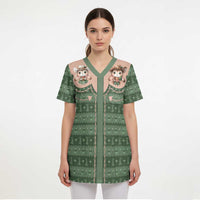 Western Yoke Scrub Top Rabbit Howdy Christmas - Wonder Print Shop