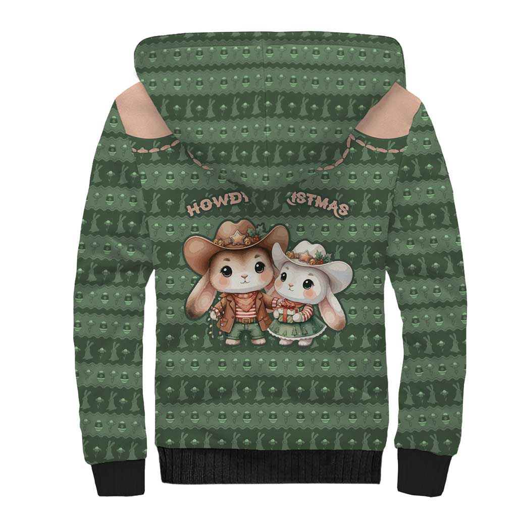 Western Yoke Sherpa Hoodie Rabbit Howdy Christmas - Wonder Print Shop
