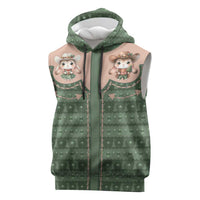 Western Yoke Sleeveless Hoodie Rabbit Howdy Christmas - Wonder Print Shop