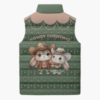Western Yoke Sleeveless Puffer Jacket Rabbit Howdy Christmas - Wonder Print Shop