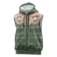 Western Yoke Sleeveless Zip Hoodie Rabbit Howdy Christmas - Wonder Print Shop