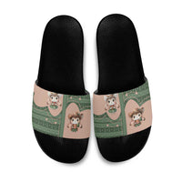 Western Yoke Slide Sandals Rabbit Howdy Christmas - Wonder Print Shop