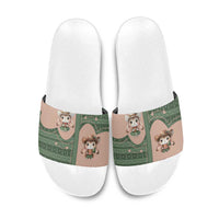 Western Yoke Slide Sandals Rabbit Howdy Christmas - Wonder Print Shop