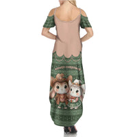 Western Yoke Summer Maxi Dress Rabbit Howdy Christmas - Wonder Print Shop