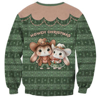 Western Yoke Sweatshirt Rabbit Howdy Christmas - Wonder Print Shop