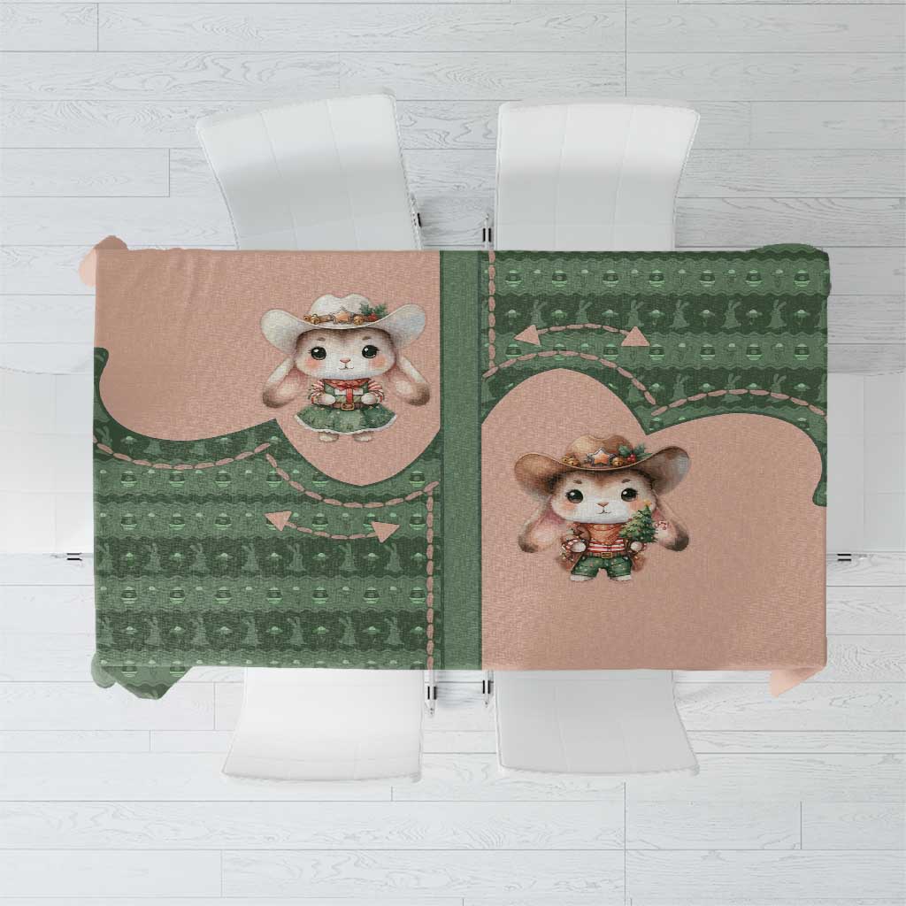Western Yoke Tablecloth Rabbit Howdy Christmas - Wonder Print Shop