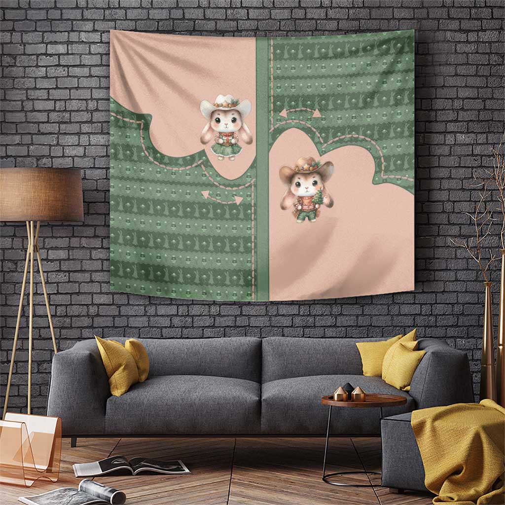Western Yoke Tapestry Rabbit Howdy Christmas - Wonder Print Shop
