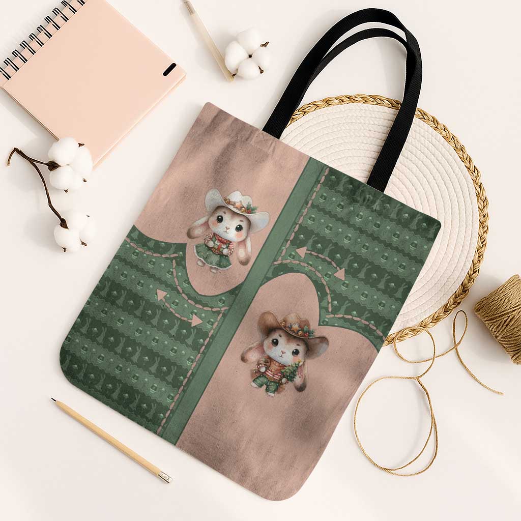 Western Yoke Tote Bag Rabbit Howdy Christmas - Wonder Print Shop
