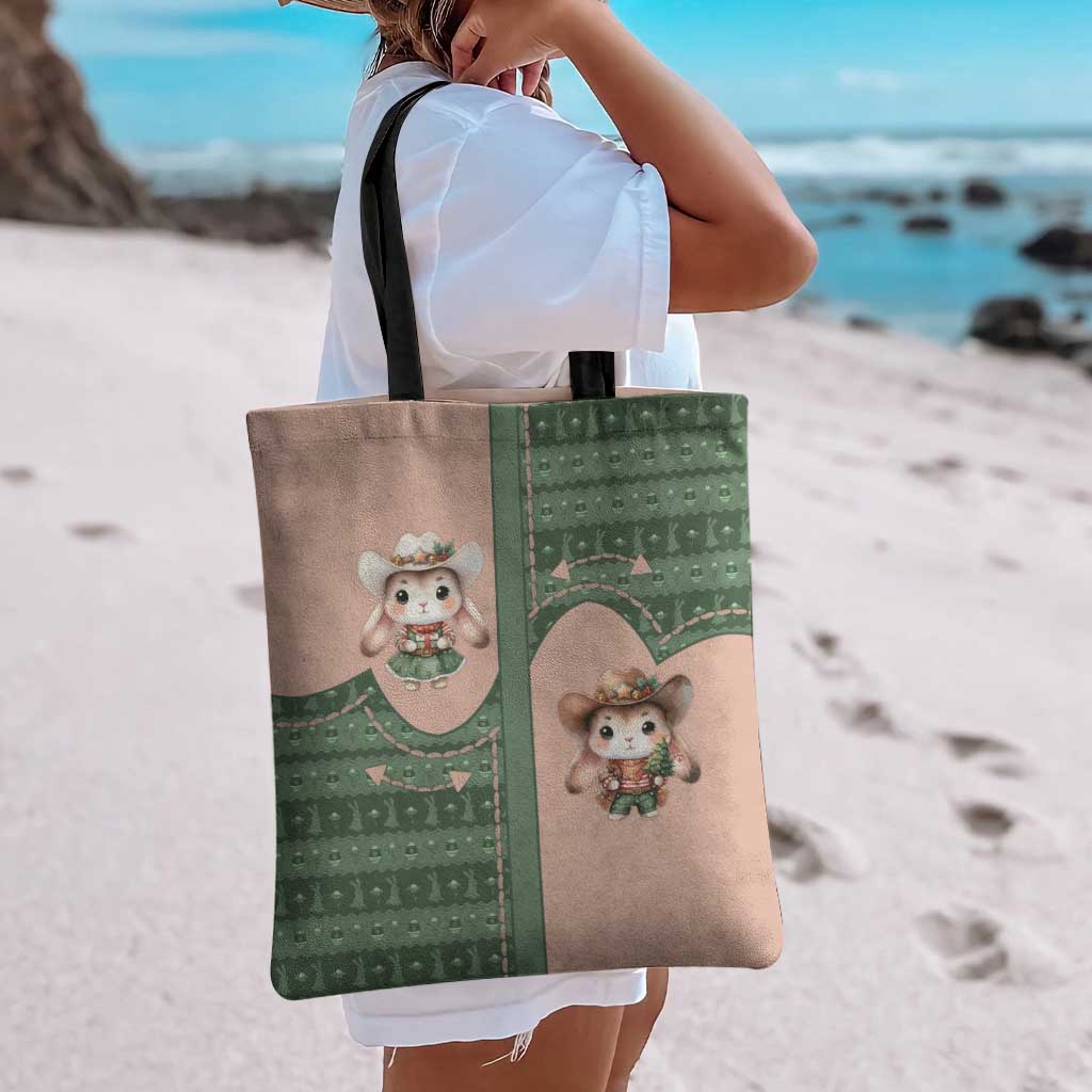 Western Yoke Tote Bag Rabbit Howdy Christmas - Wonder Print Shop