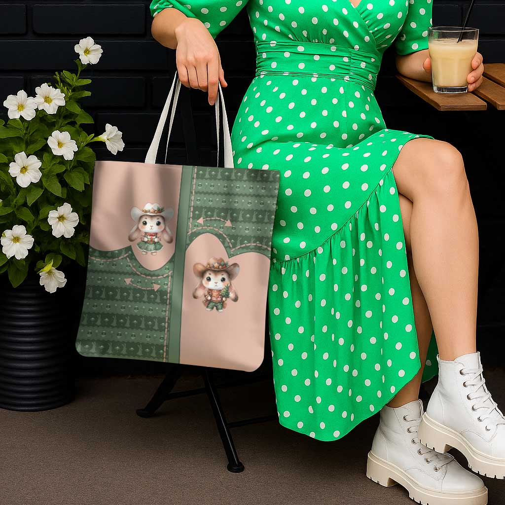 Western Yoke Tote Bag Rabbit Howdy Christmas - Wonder Print Shop