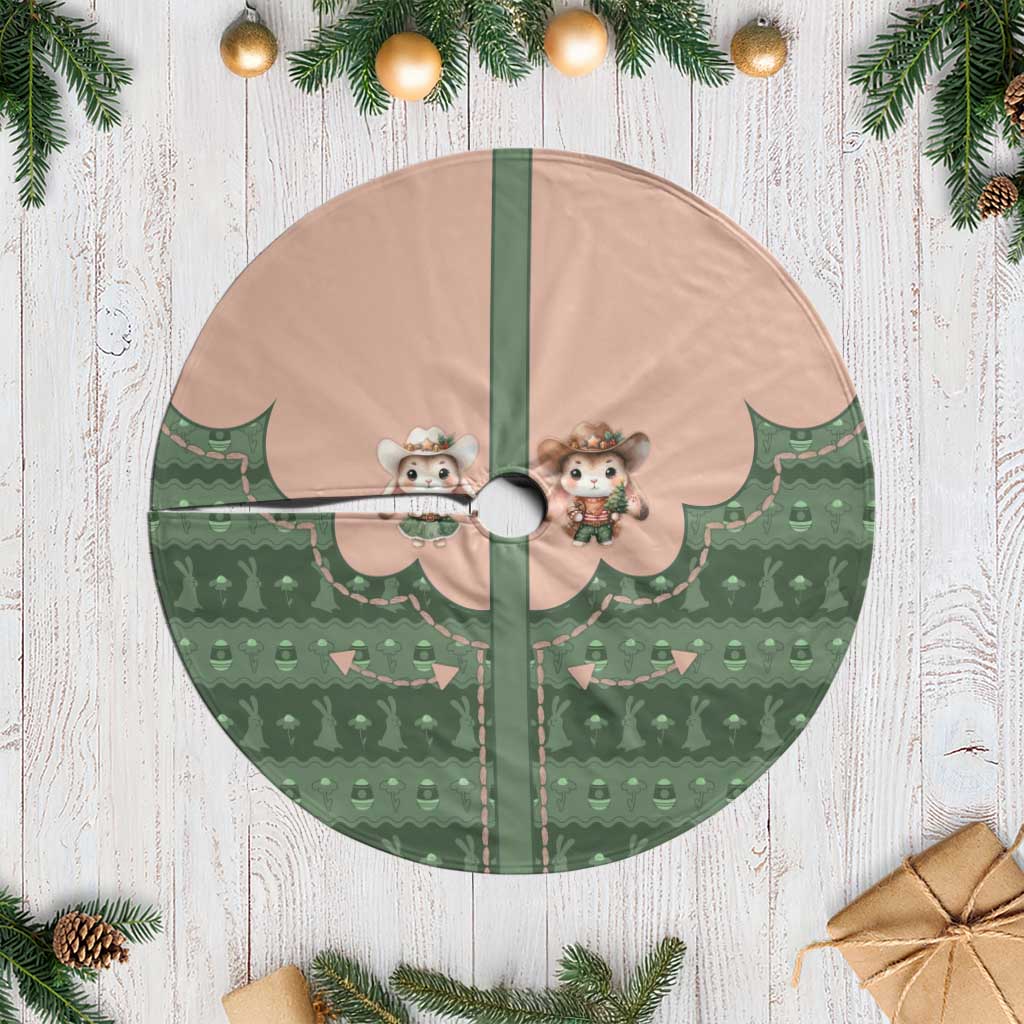 Western Yoke Tree Skirt Rabbit Howdy Christmas - Wonder Print Shop