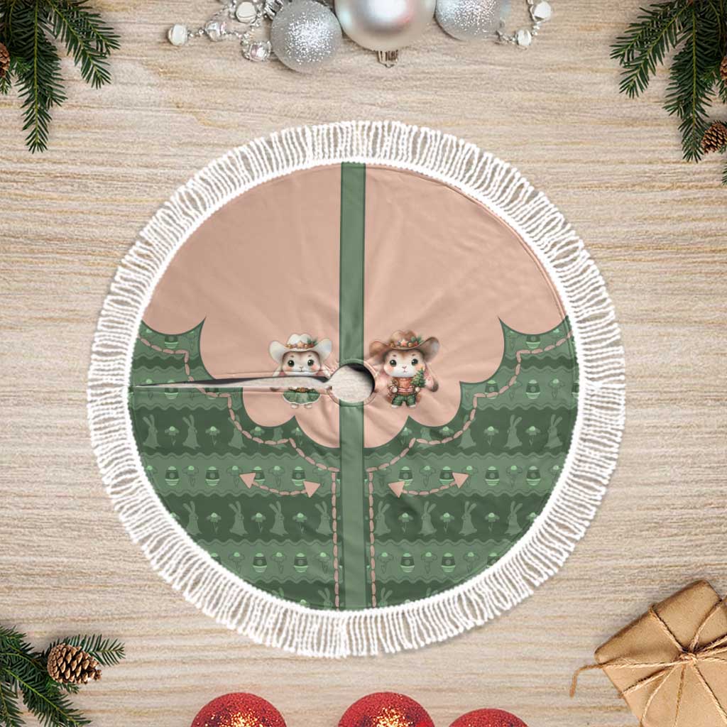 Western Yoke Tree Skirt Rabbit Howdy Christmas - Wonder Print Shop