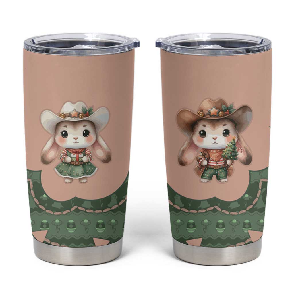 Western Yoke Tumbler Cup Rabbit Howdy Christmas - Wonder Print Shop