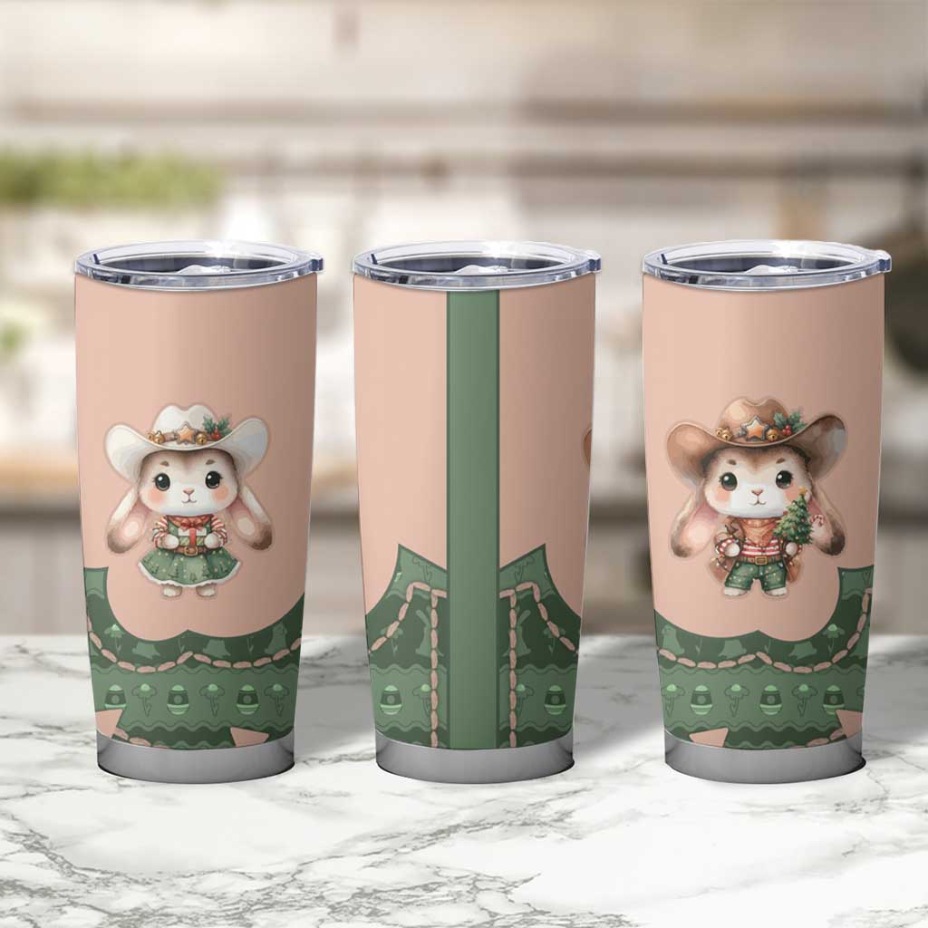 Western Yoke Tumbler Cup Rabbit Howdy Christmas - Wonder Print Shop