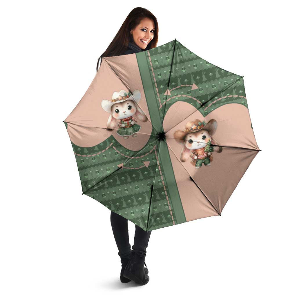 Western Yoke Umbrella Rabbit Howdy Christmas - Wonder Print Shop