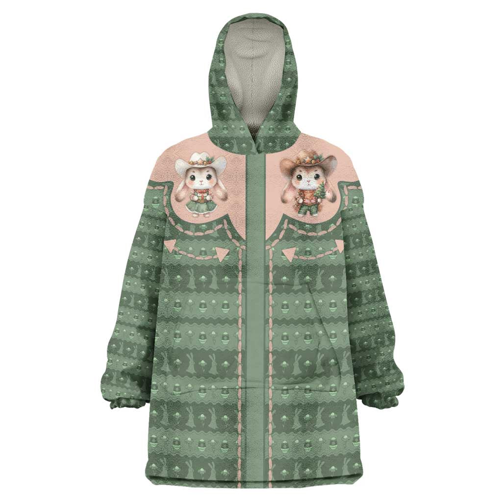 Western Yoke Wearable Blanket Hoodie Rabbit Howdy Christmas - Wonder Print Shop