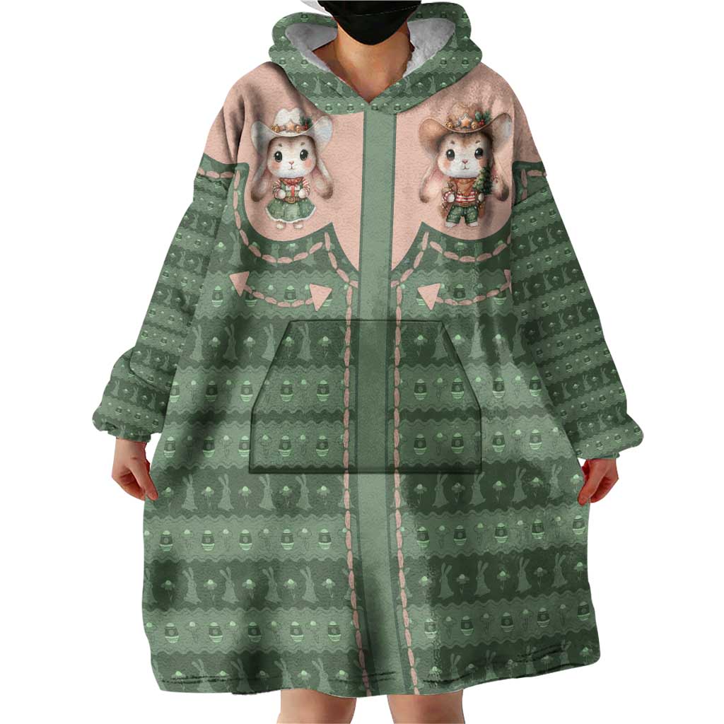 Western Yoke Wearable Blanket Hoodie Rabbit Howdy Christmas - Wonder Print Shop