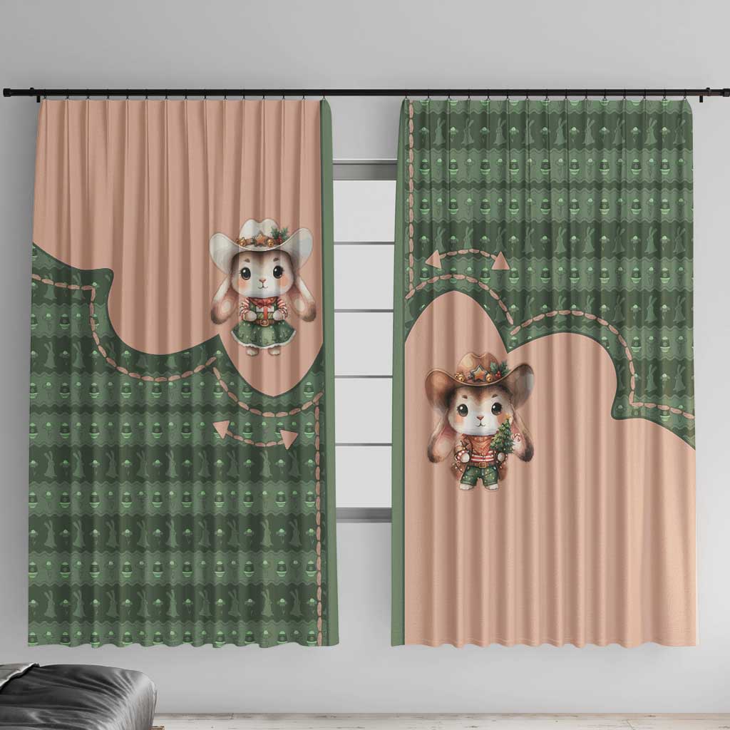 Western Yoke Window Curtain Rabbit Howdy Christmas - Wonder Print Shop