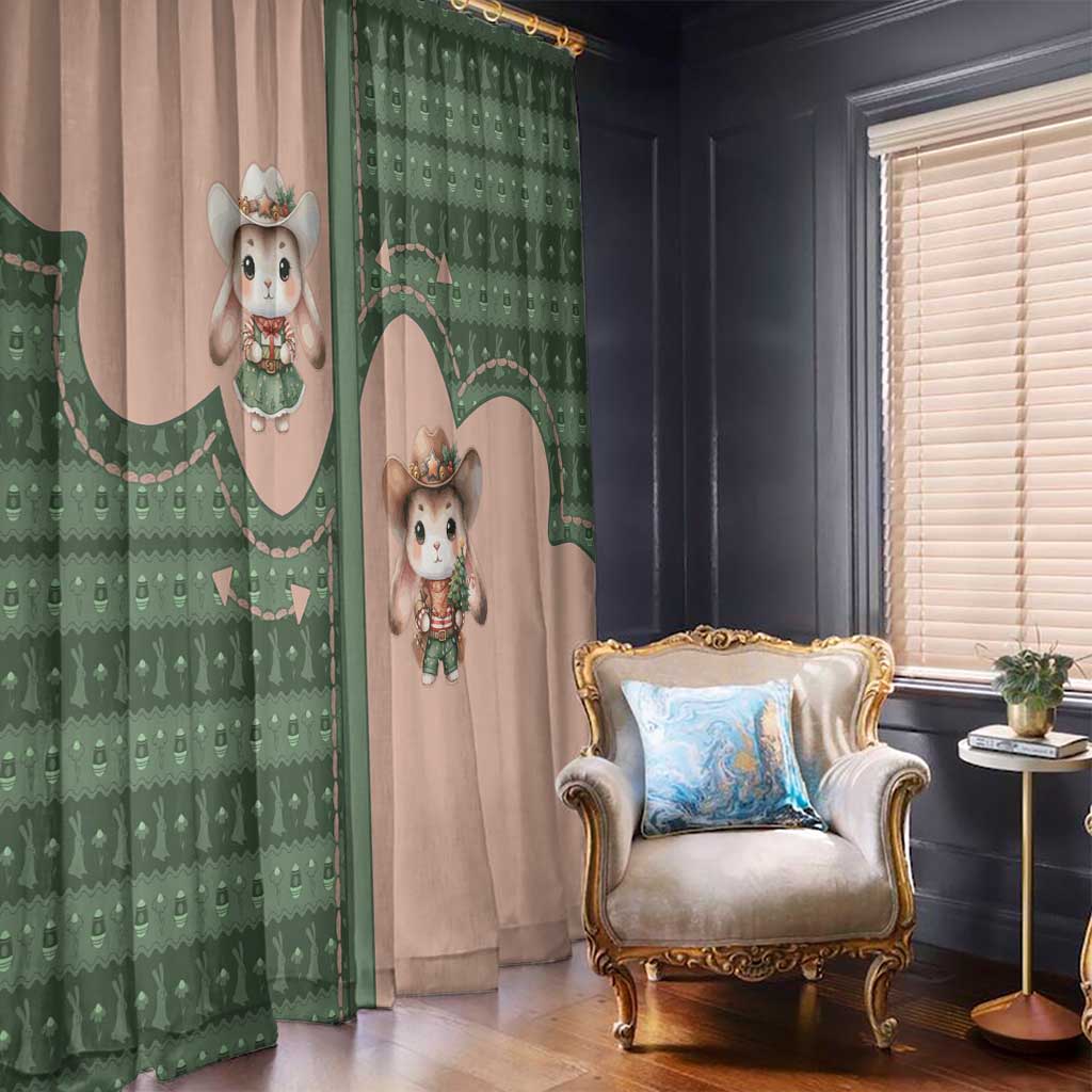 Western Yoke Window Curtain Rabbit Howdy Christmas - Wonder Print Shop