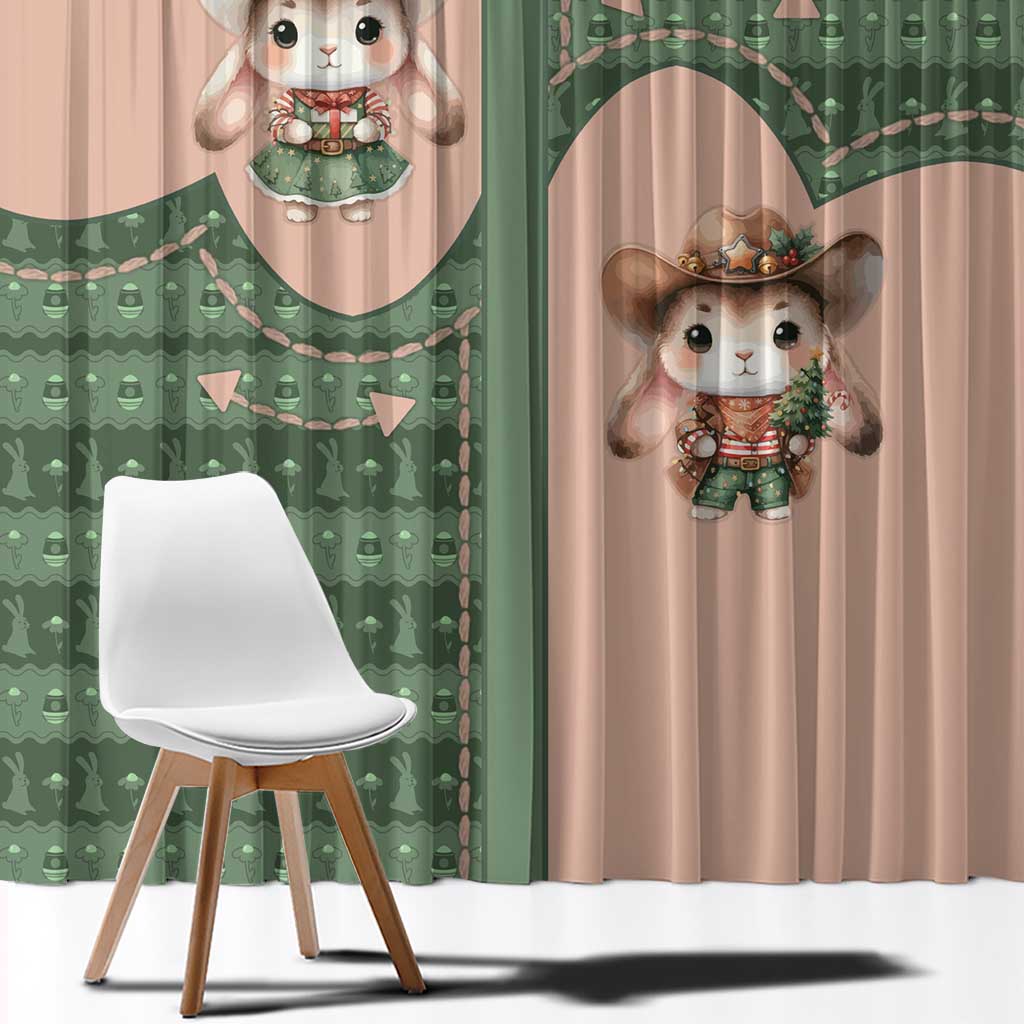 Western Yoke Window Curtain Rabbit Howdy Christmas - Wonder Print Shop