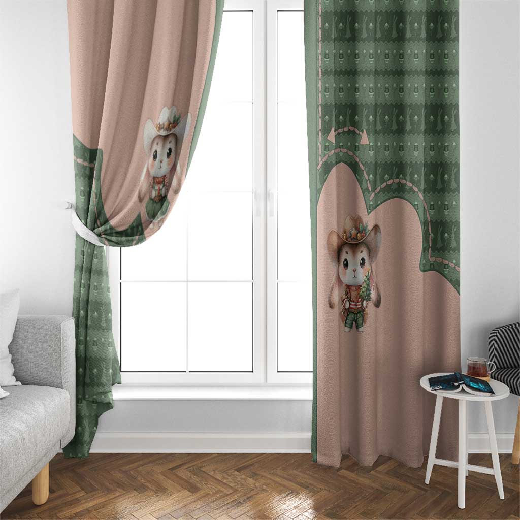 Western Yoke Window Curtain Rabbit Howdy Christmas - Wonder Print Shop