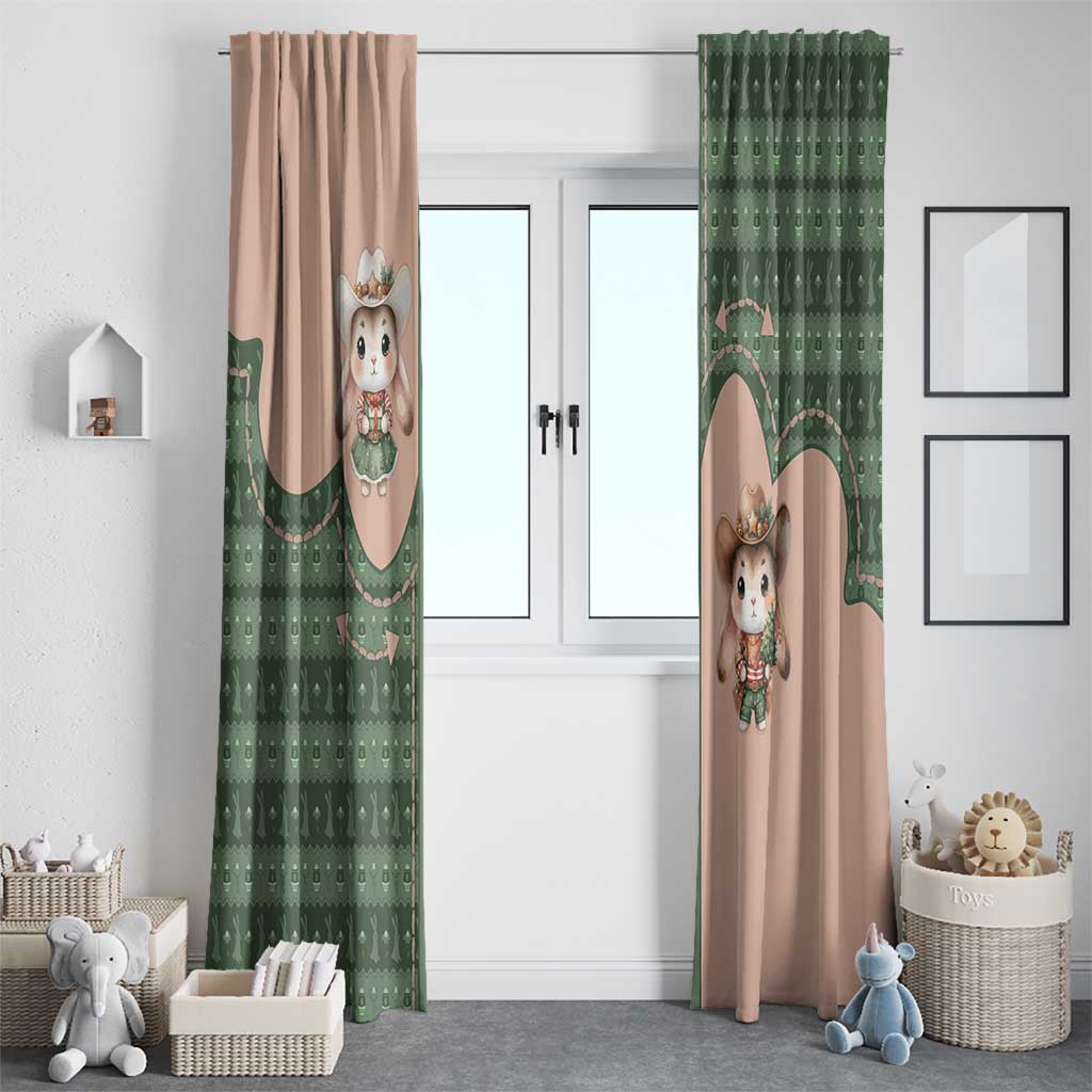 Western Yoke Window Curtain Rabbit Howdy Christmas - Wonder Print Shop