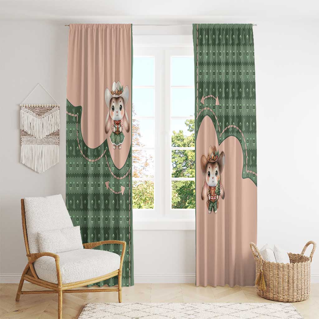 Western Yoke Window Curtain Rabbit Howdy Christmas - Wonder Print Shop
